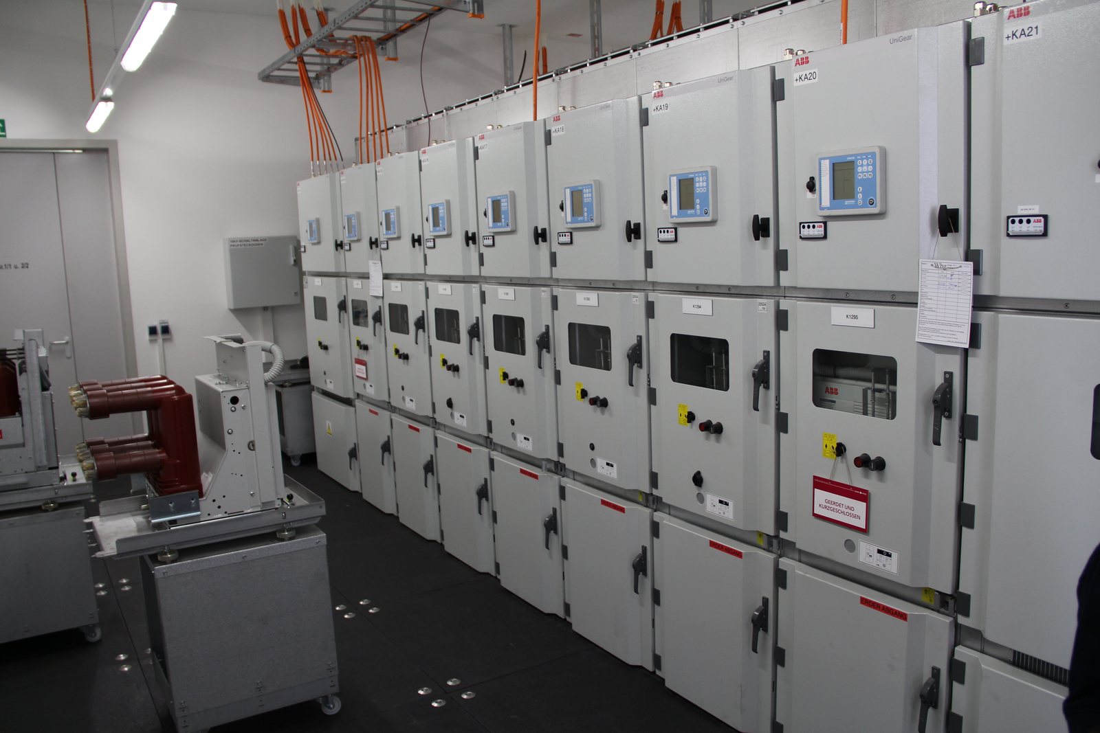 ABB medium-voltage switchgear lineup with numerical protection relays — the class of installation commissioned on this project.