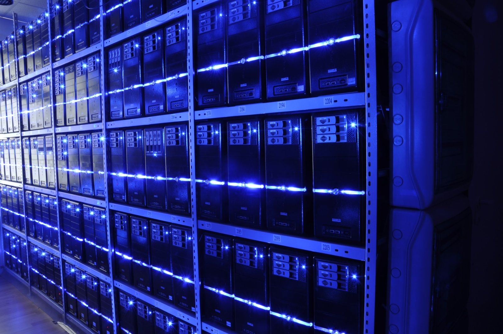 Data-centre server hall — the class of mission-critical load the 12 kV substation serves.